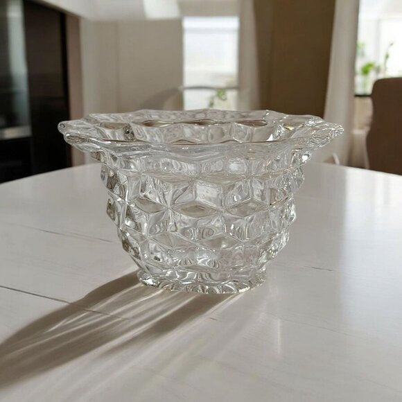 Vintage Other - Fostoria Cubist Depression Glass Glass Textured Bowl, Small, Wavy Design